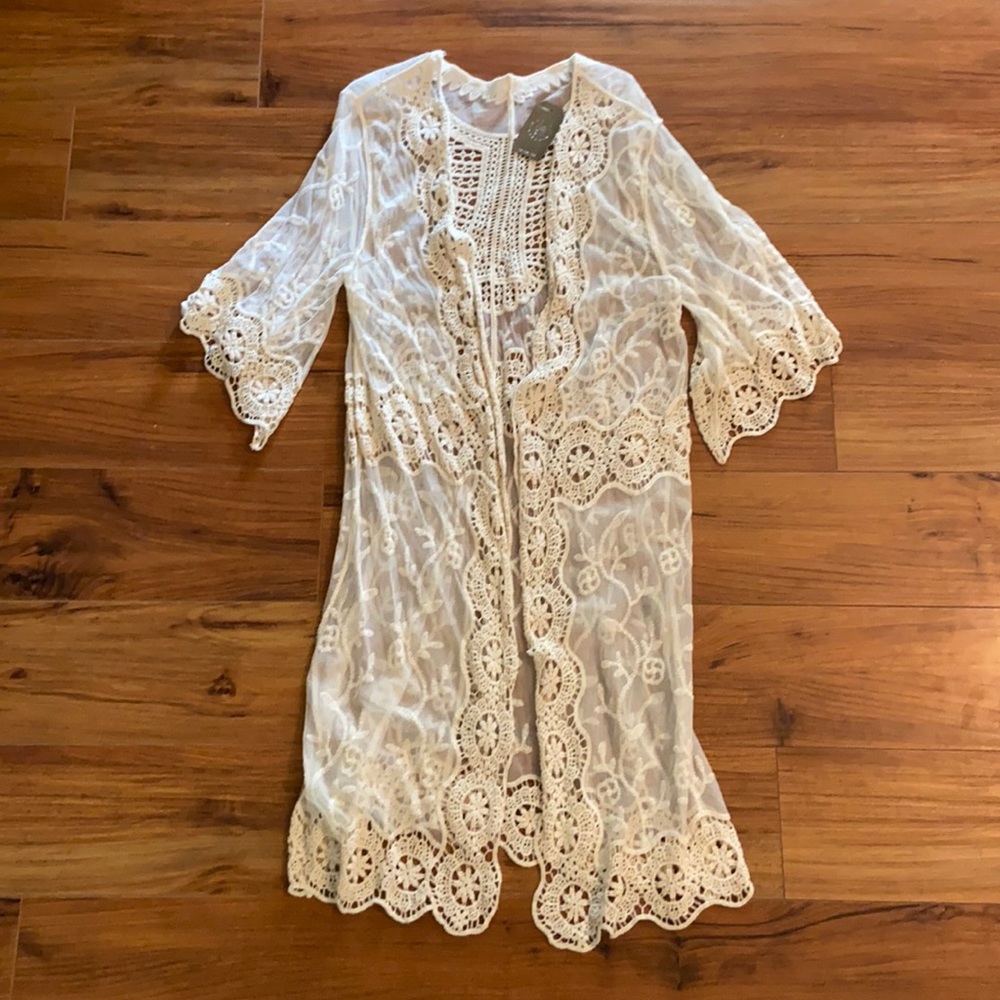 Lace crochet duster